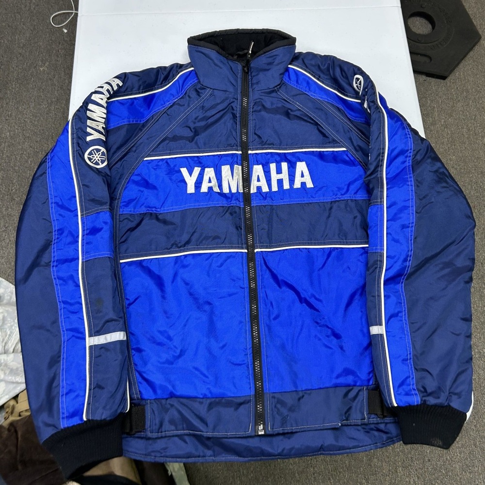 Yamaha Racing Jacket Mens 2XL Blue Embroidered Padded Moto Streetwear A5